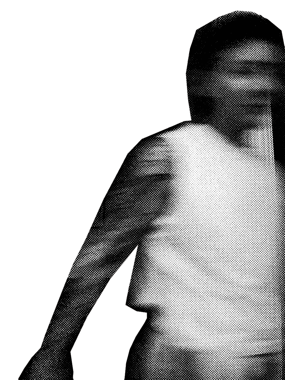 blurred halftone image of téo moving to the right